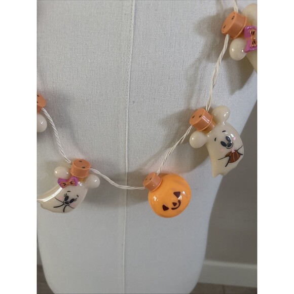 Disney Parks 2025 Halloween Mickey Minnie Ghosts Pumpkin Light up Necklace NEW - Picture 3 of 7